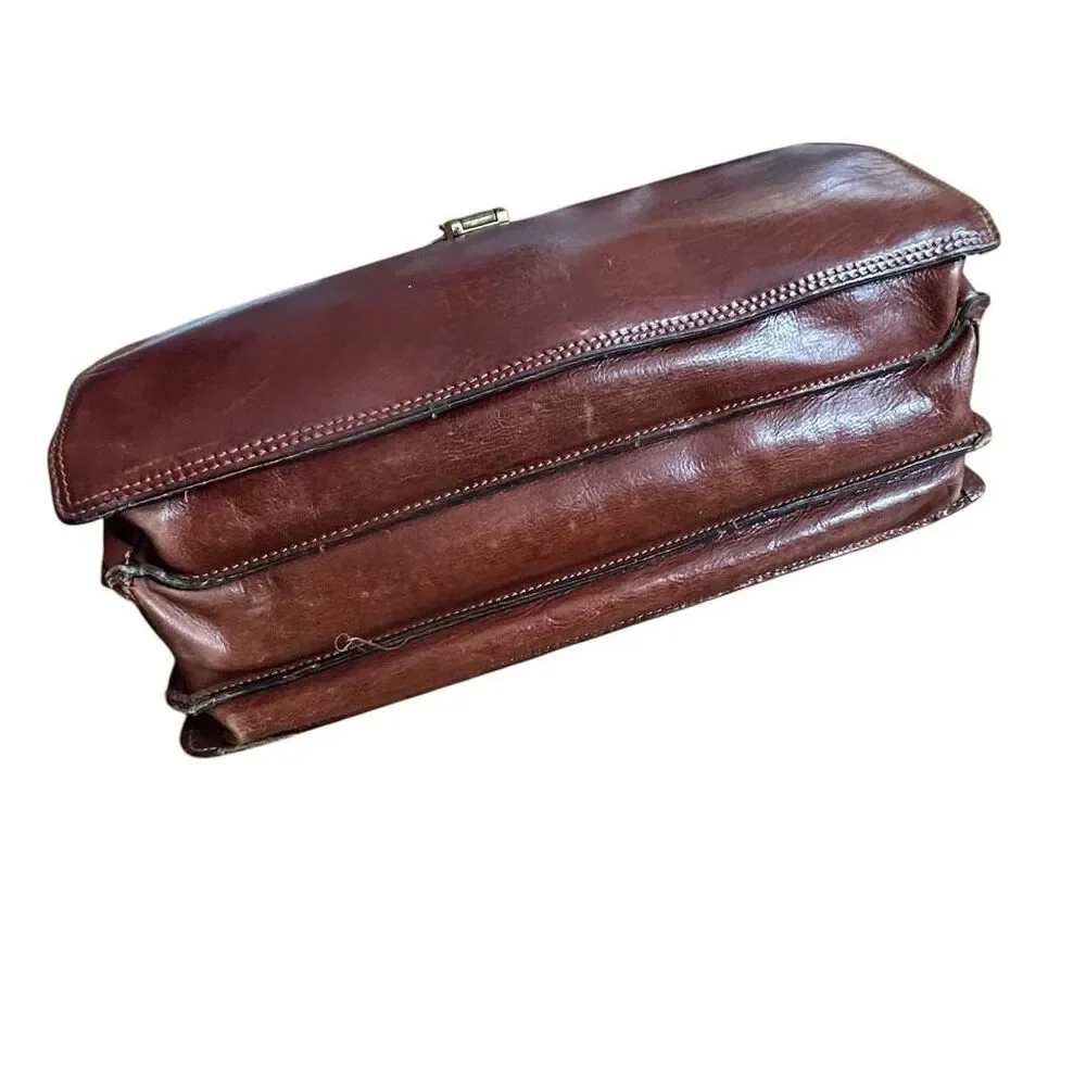 Vintage Paulo Giannini Brown Leather Doctor’s Bag Style Briefcase